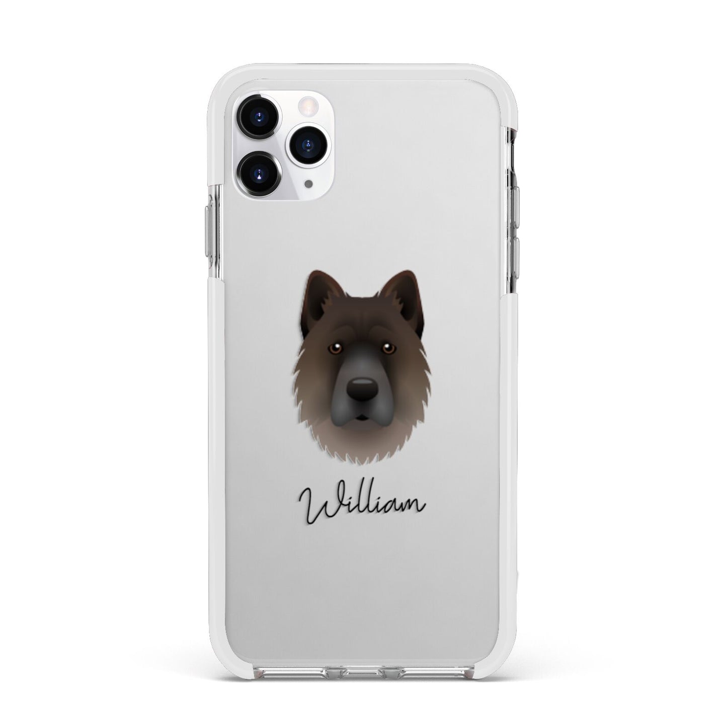 Chow Shepherd Personalised Apple iPhone 11 Pro Max in Silver with White Impact Case