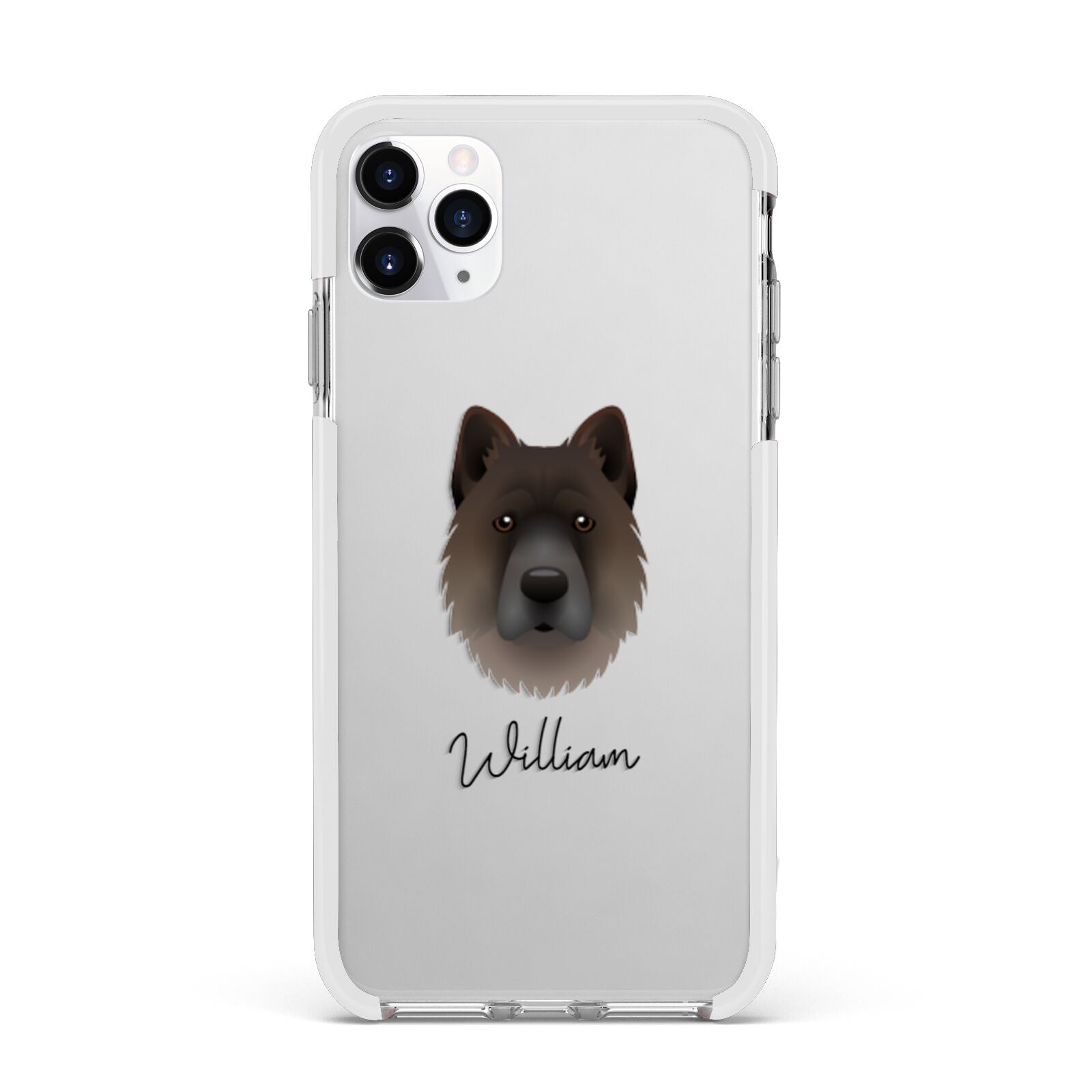 Chow Shepherd Personalised Apple iPhone 11 Pro Max in Silver with White Impact Case