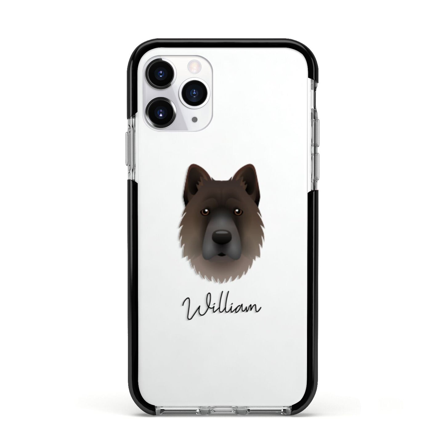 Chow Shepherd Personalised Apple iPhone 11 Pro in Silver with Black Impact Case