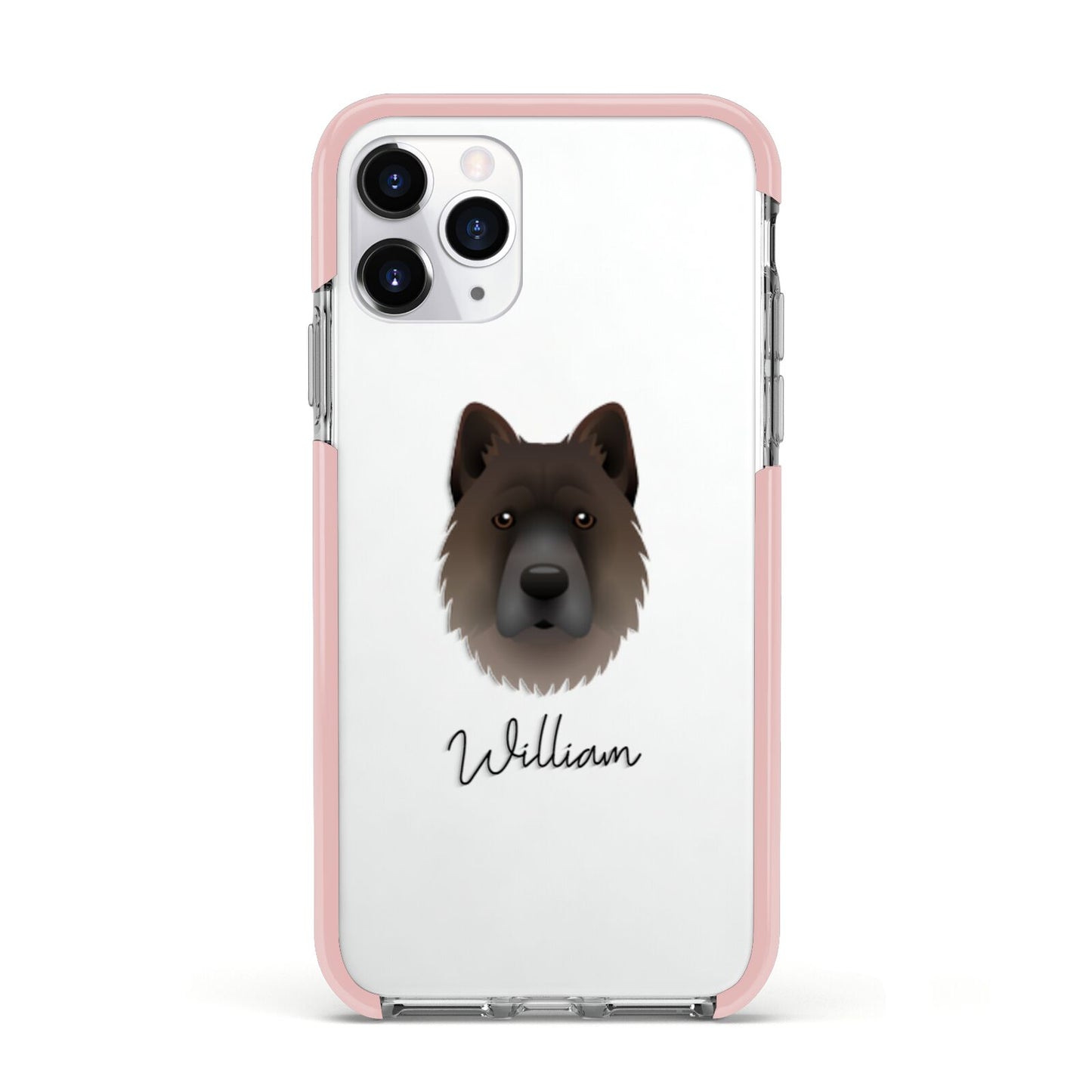 Chow Shepherd Personalised Apple iPhone 11 Pro in Silver with Pink Impact Case