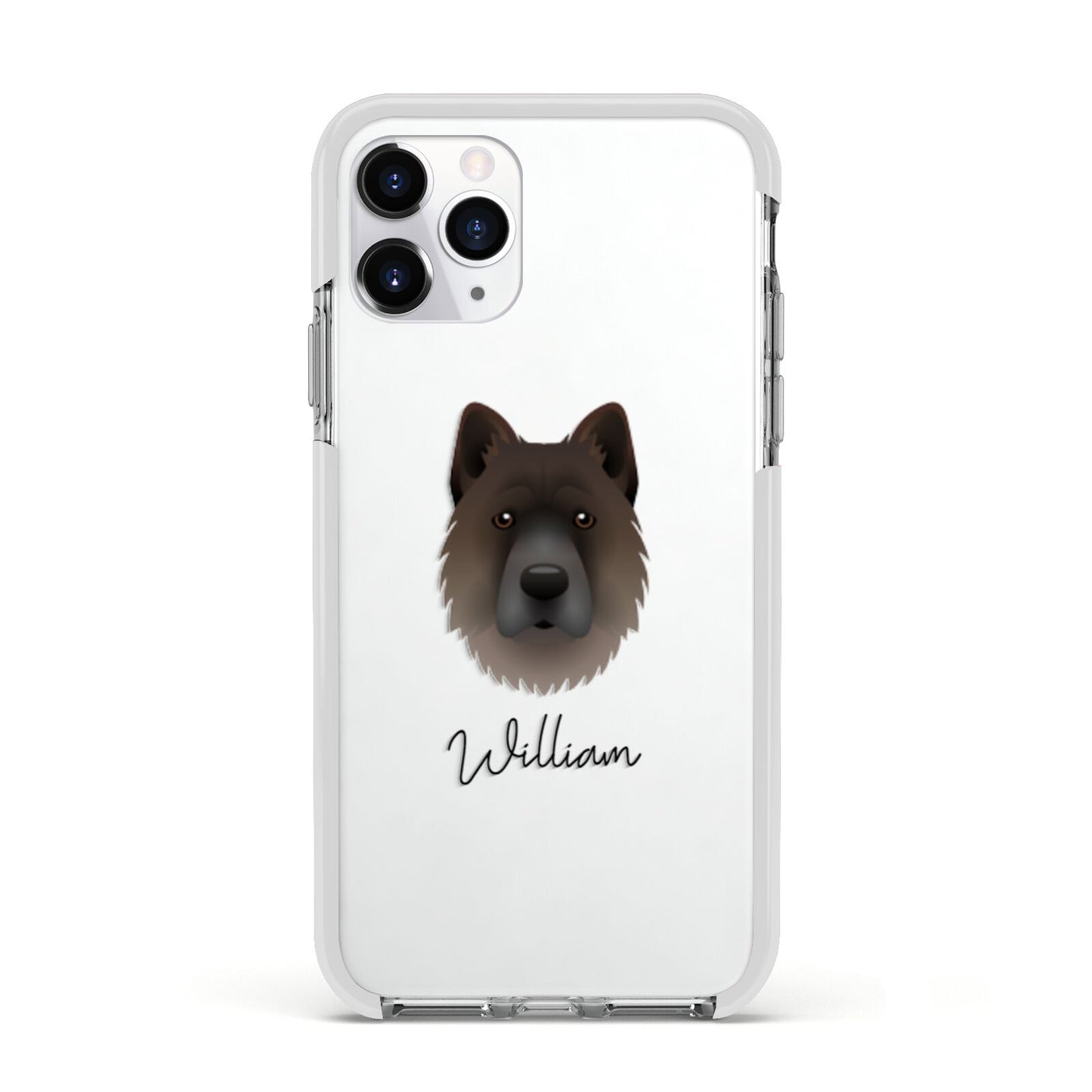 Chow Shepherd Personalised Apple iPhone 11 Pro in Silver with White Impact Case