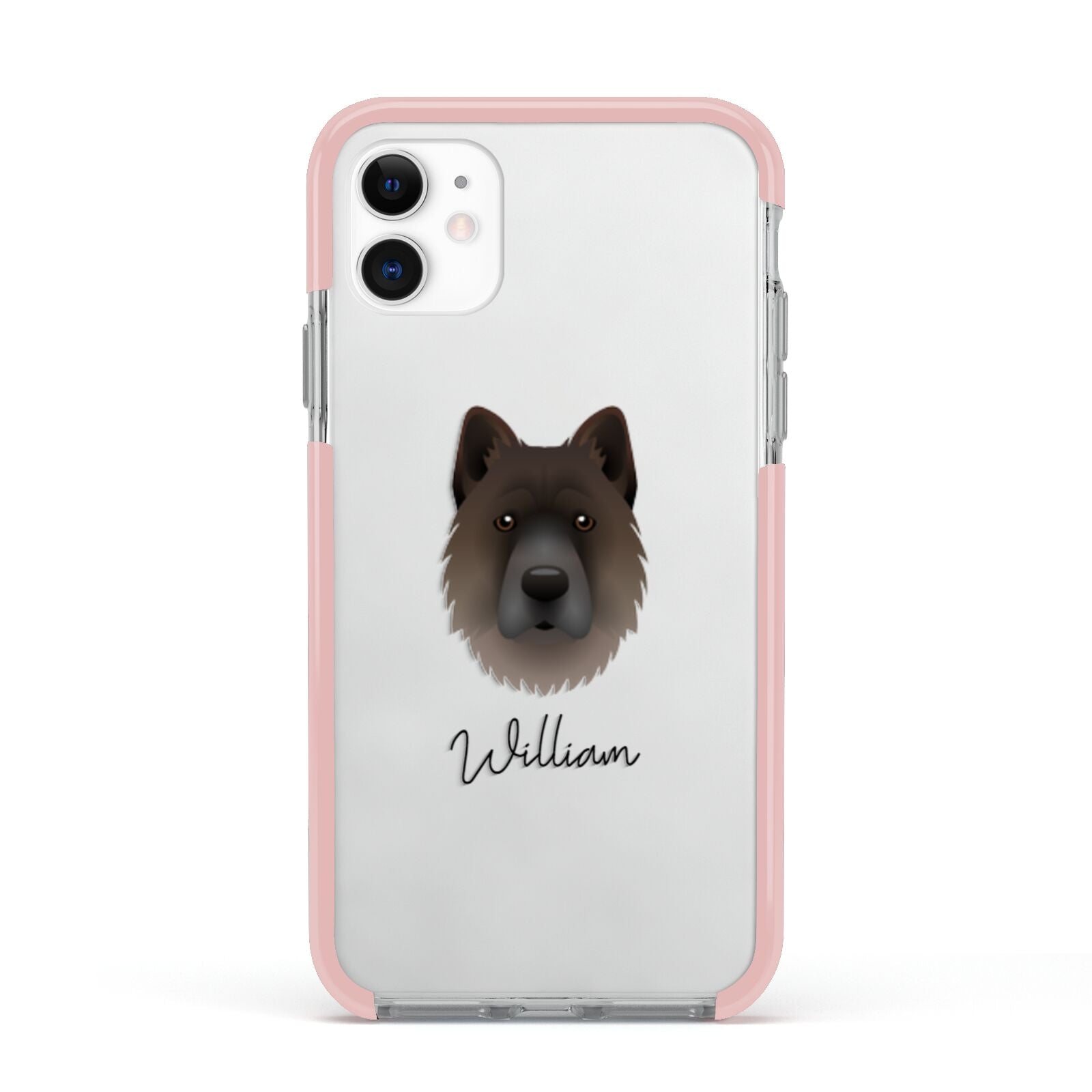 Chow Shepherd Personalised Apple iPhone 11 in White with Pink Impact Case