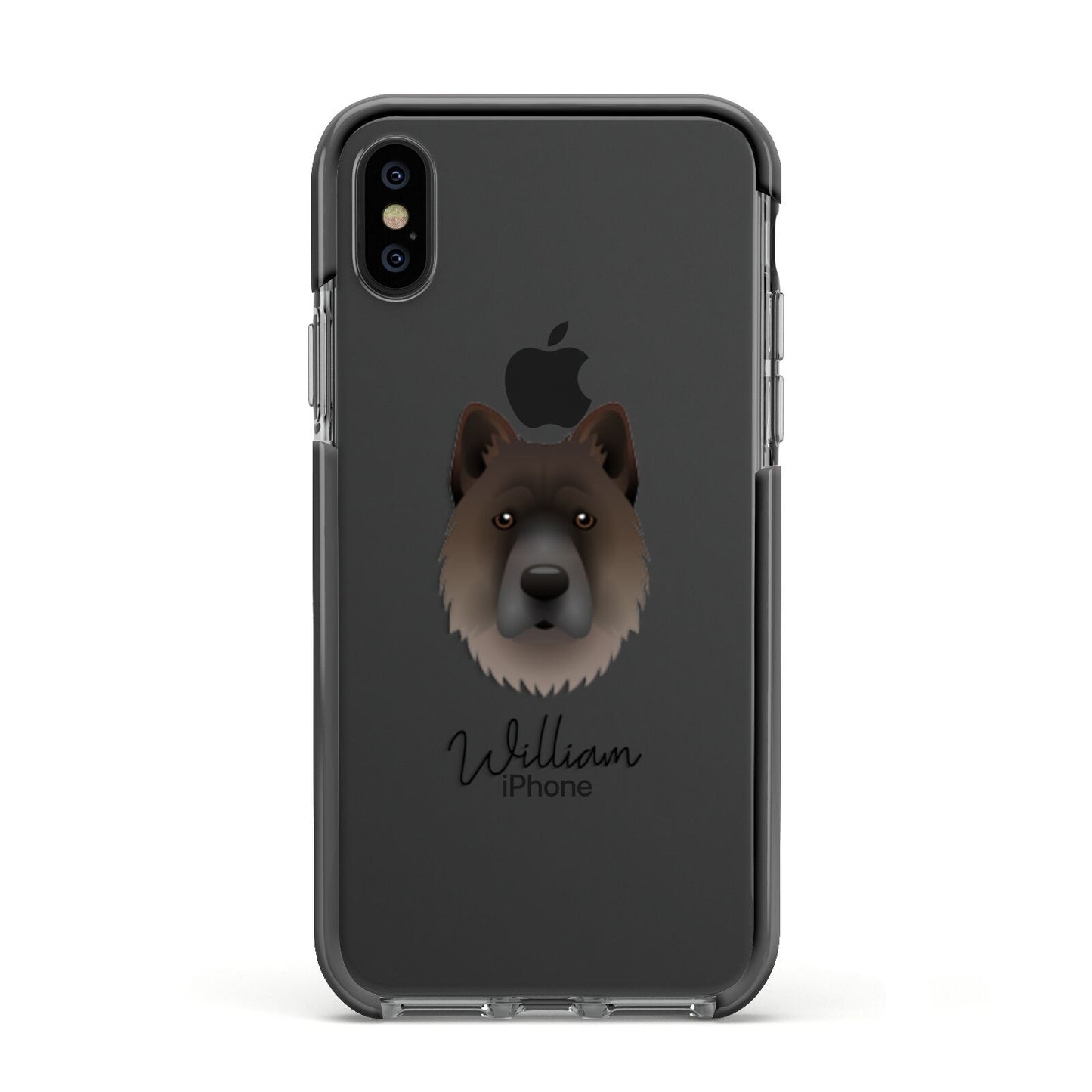 Chow Shepherd Personalised Apple iPhone Xs Impact Case Black Edge on Black Phone