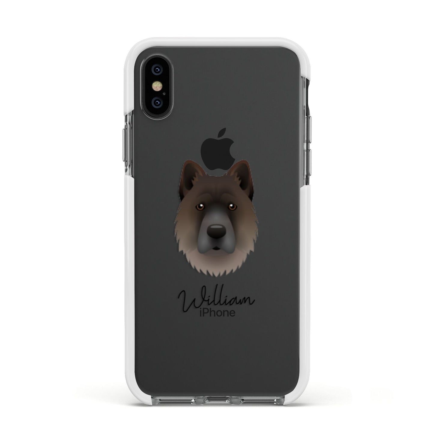 Chow Shepherd Personalised Apple iPhone Xs Impact Case White Edge on Black Phone