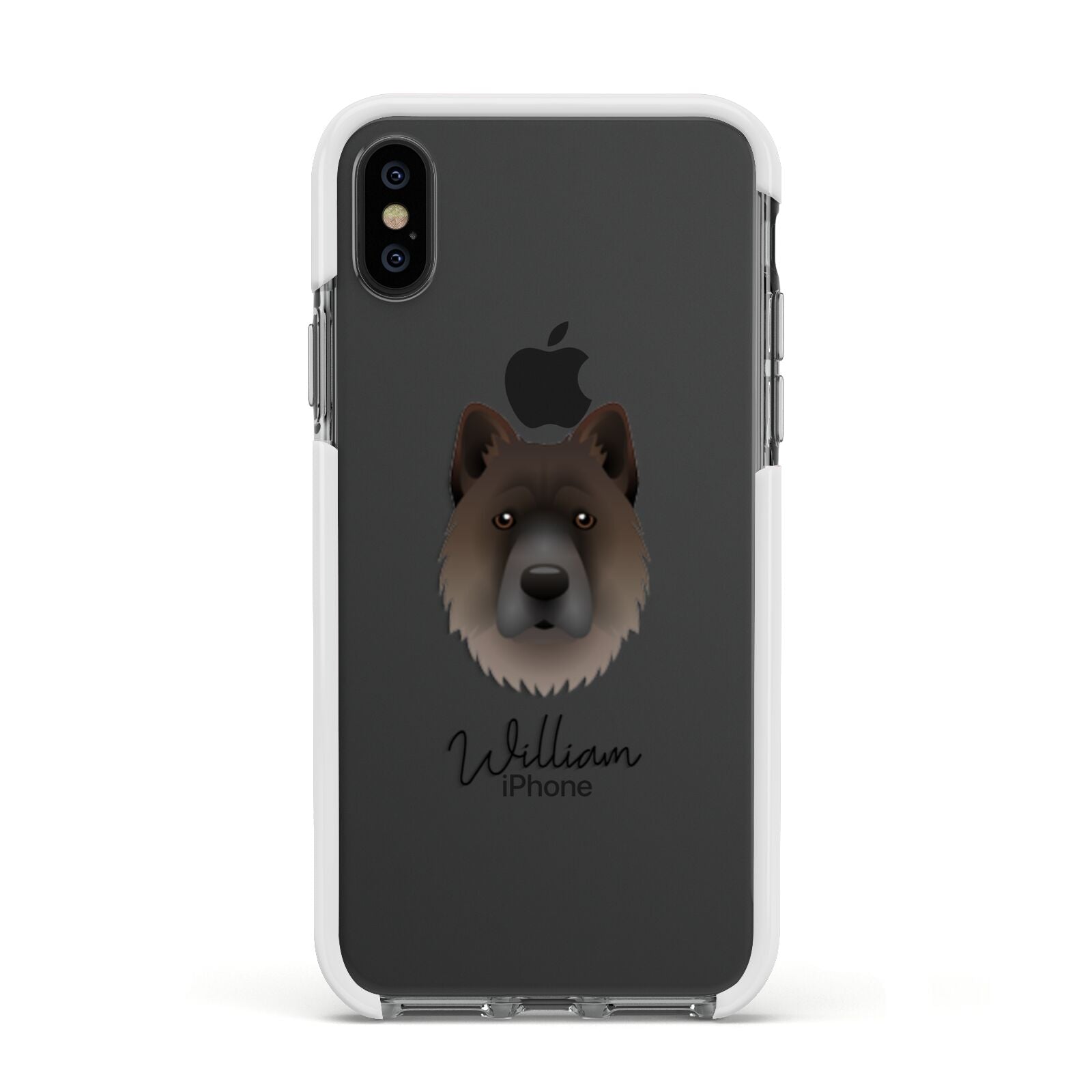 Chow Shepherd Personalised Apple iPhone Xs Impact Case White Edge on Black Phone