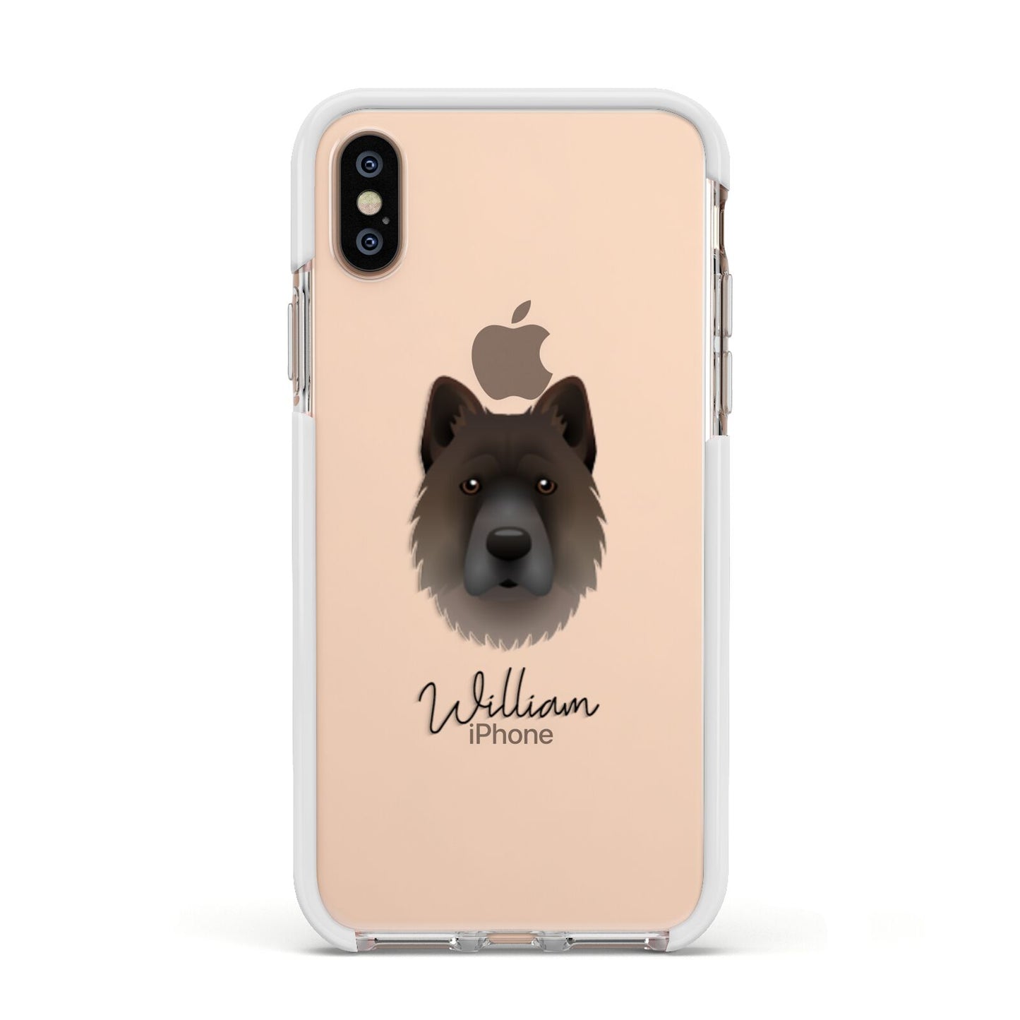 Chow Shepherd Personalised Apple iPhone Xs Impact Case White Edge on Gold Phone