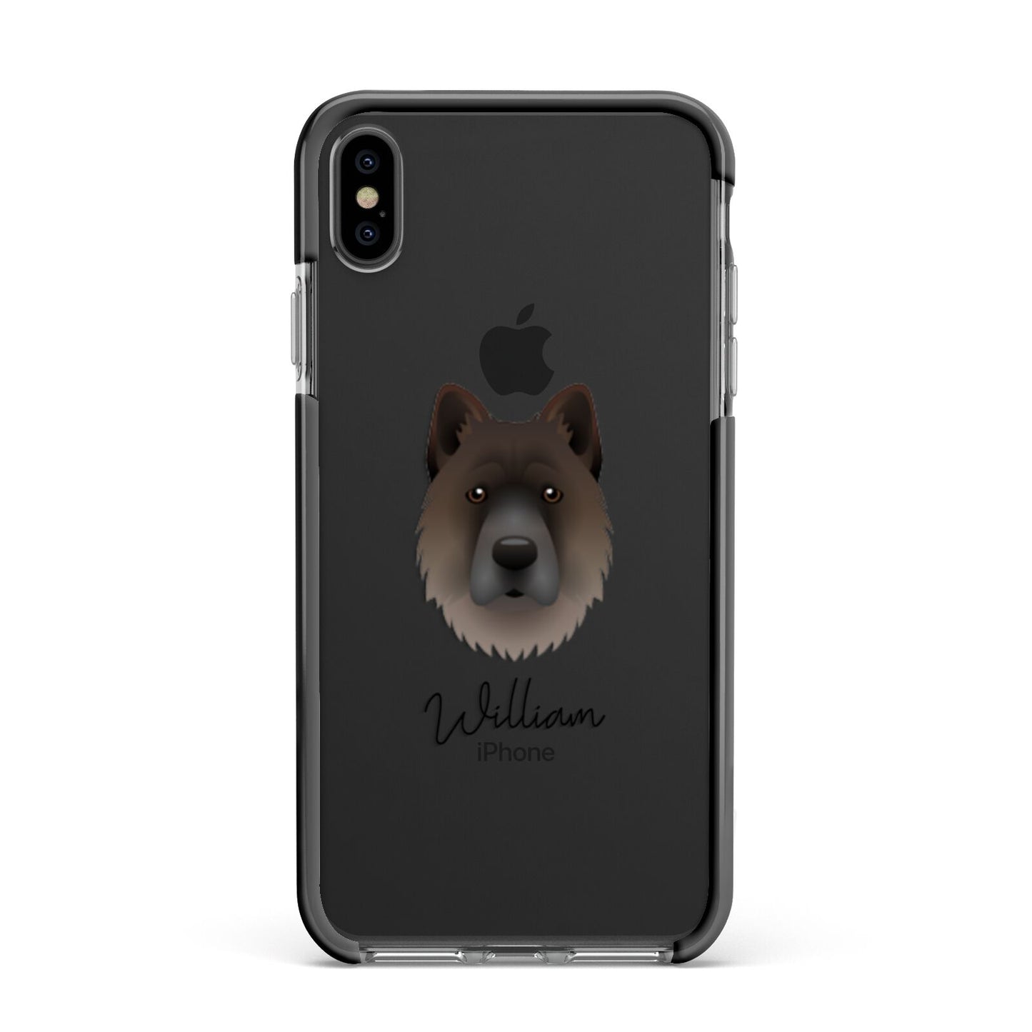 Chow Shepherd Personalised Apple iPhone Xs Max Impact Case Black Edge on Black Phone