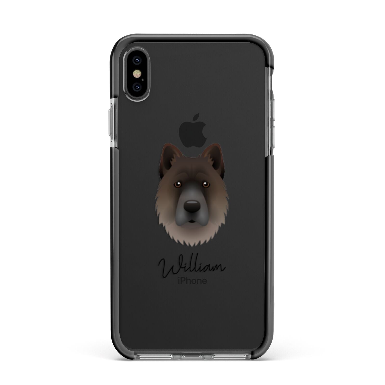 Chow Shepherd Personalised Apple iPhone Xs Max Impact Case Black Edge on Black Phone