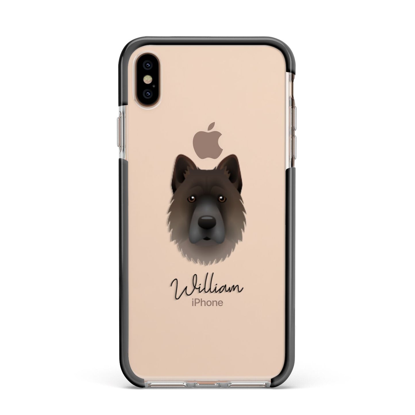 Chow Shepherd Personalised Apple iPhone Xs Max Impact Case Black Edge on Gold Phone