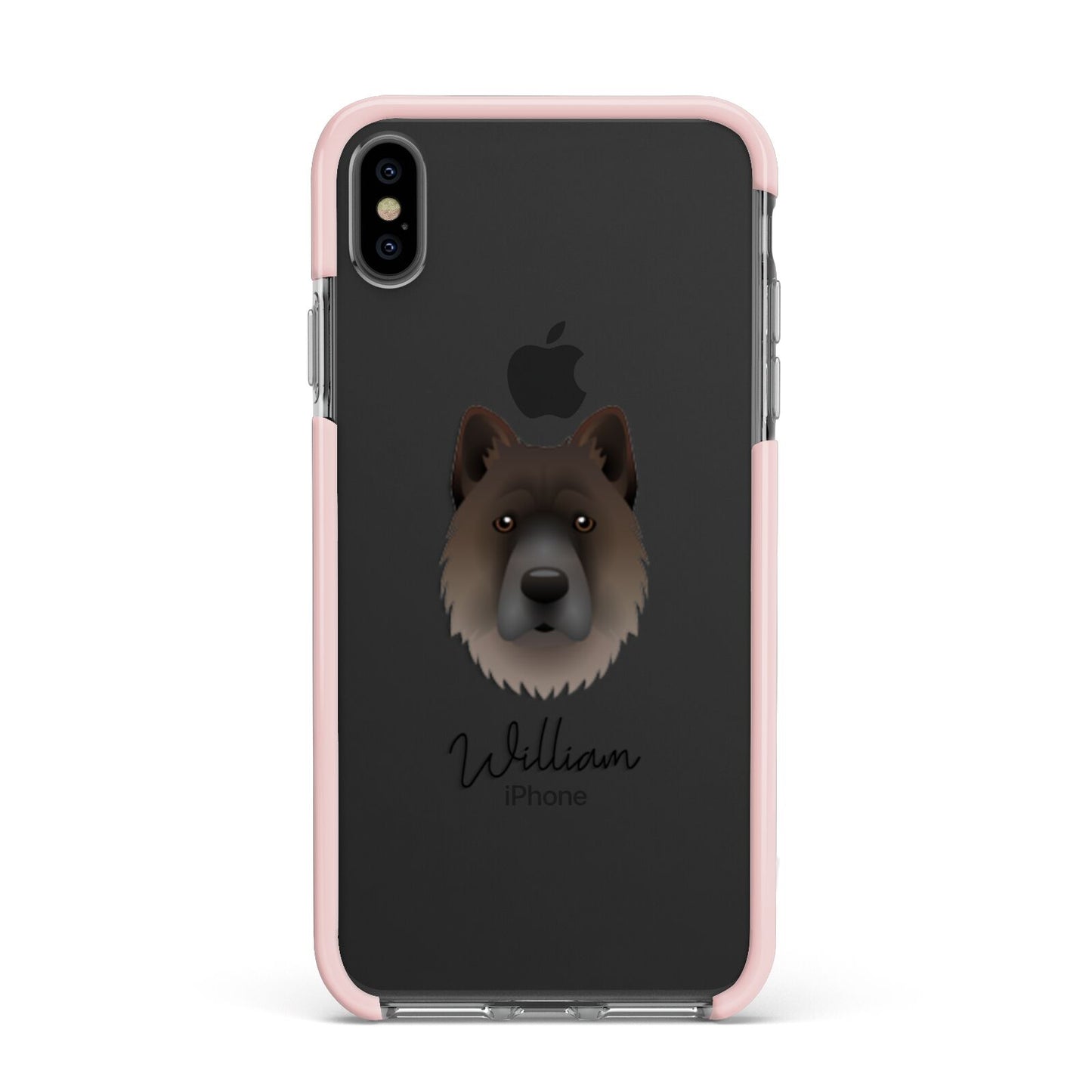 Chow Shepherd Personalised Apple iPhone Xs Max Impact Case Pink Edge on Black Phone