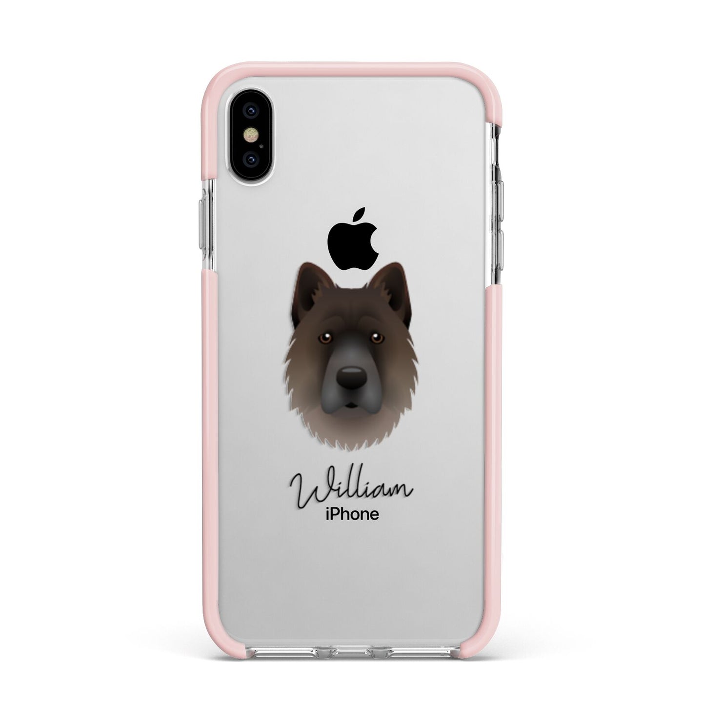 Chow Shepherd Personalised Apple iPhone Xs Max Impact Case Pink Edge on Silver Phone