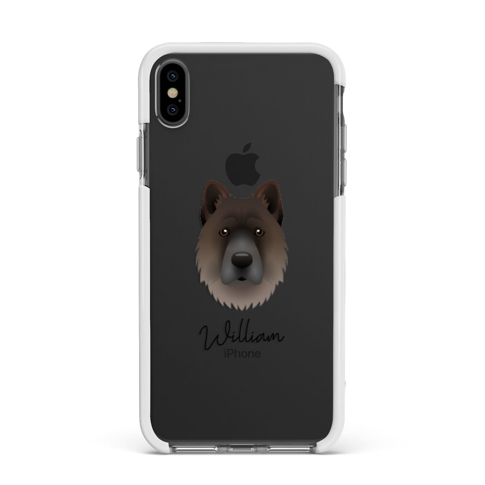 Chow Shepherd Personalised Apple iPhone Xs Max Impact Case White Edge on Black Phone