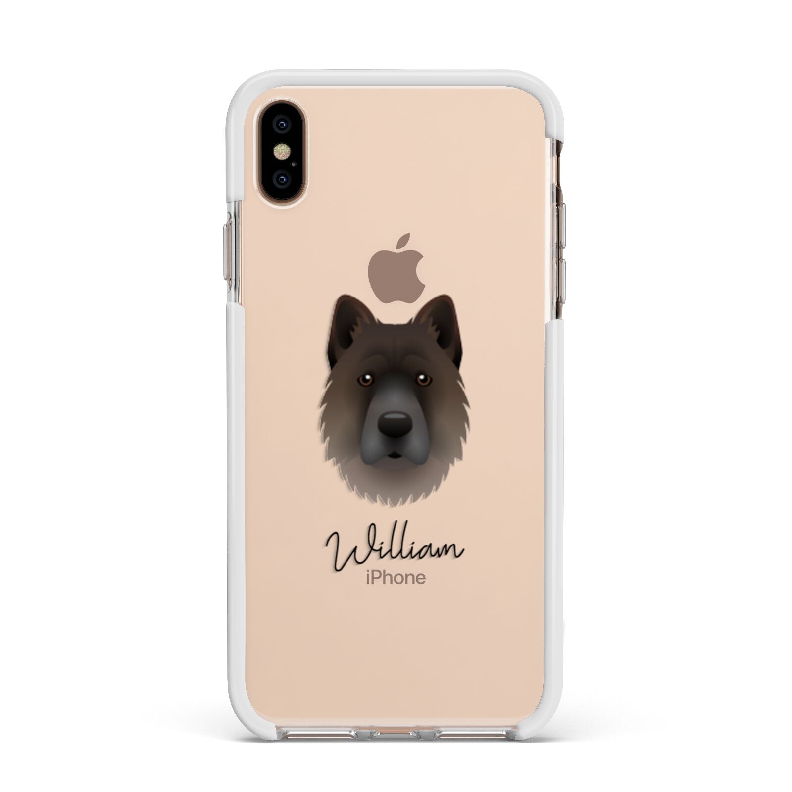 Chow Shepherd Personalised Apple iPhone Xs Max Impact Case White Edge on Gold Phone