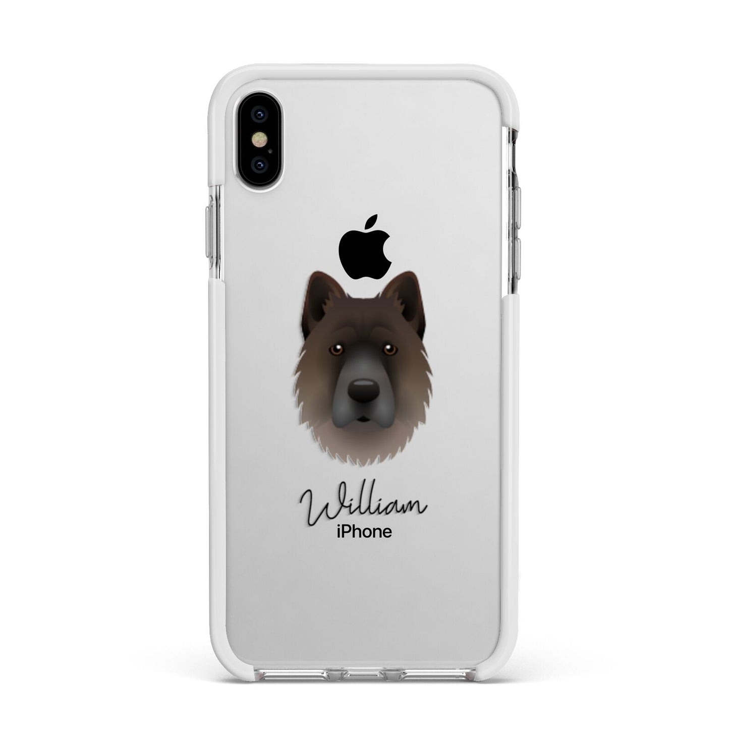 Chow Shepherd Personalised Apple iPhone Xs Max Impact Case White Edge on Silver Phone