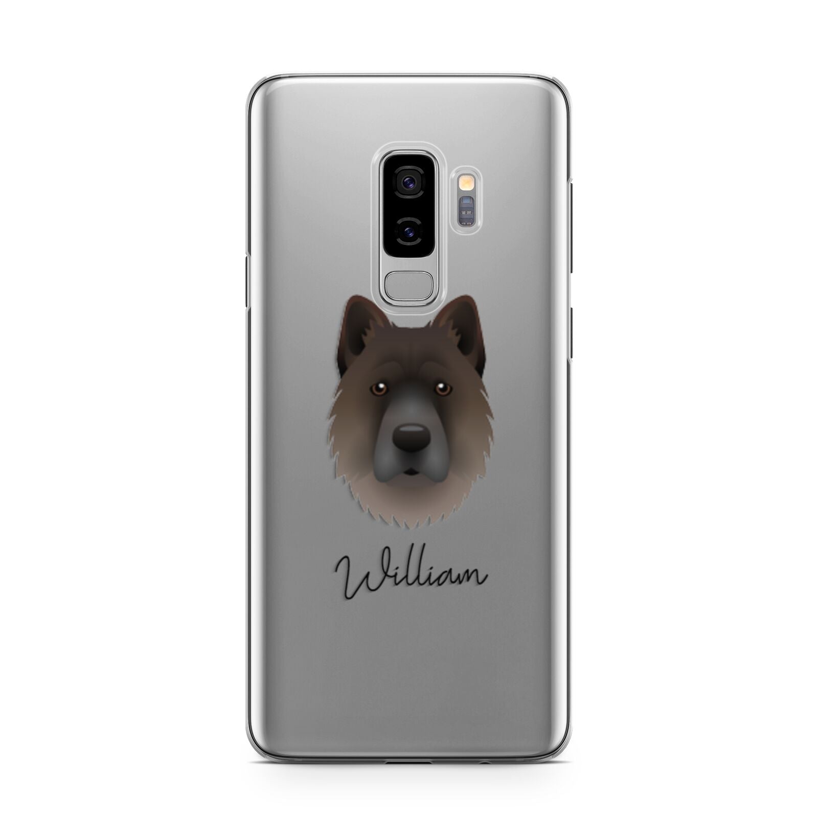 Chow Shepherd Personalised Samsung Galaxy S9 Plus Case on Silver phone