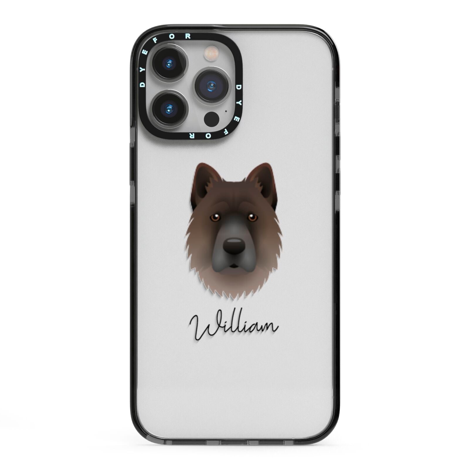 Chow Shepherd Personalised iPhone 13 Pro Max Black Impact Case on Silver phone
