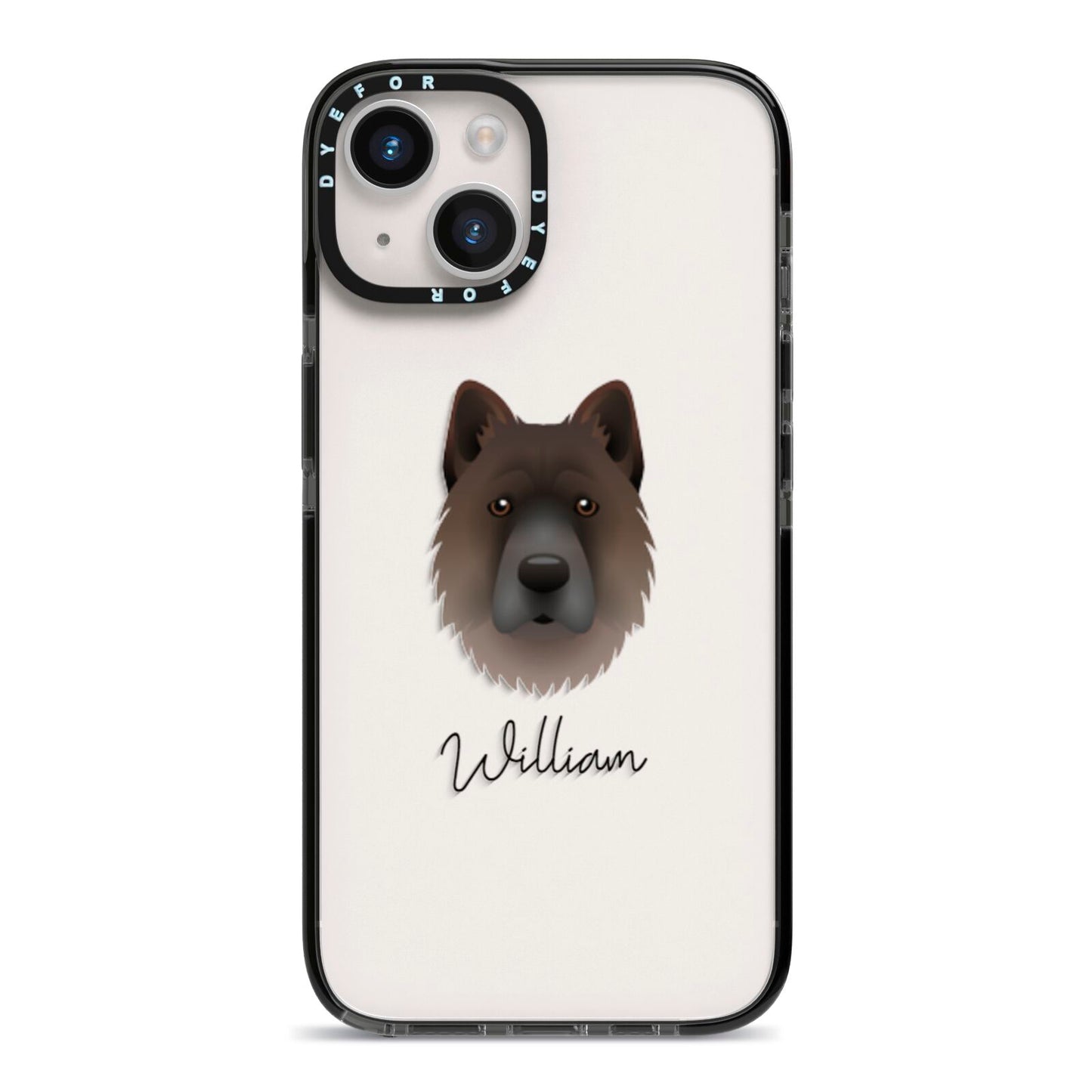 Chow Shepherd Personalised iPhone 14 Black Impact Case on Silver phone