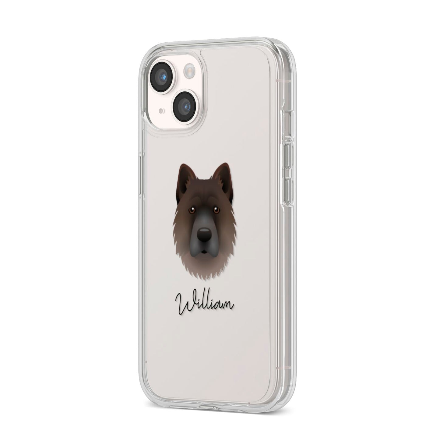 Chow Shepherd Personalised iPhone 14 Clear Tough Case Starlight Angled Image