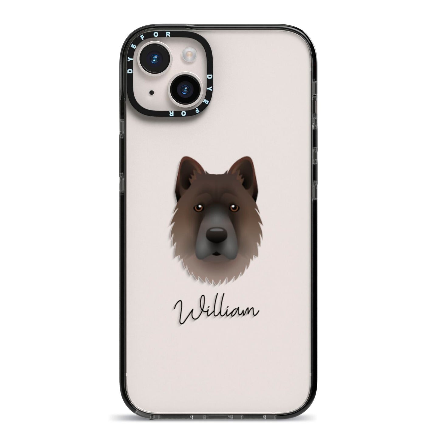 Chow Shepherd Personalised iPhone 14 Plus Black Impact Case on Silver phone