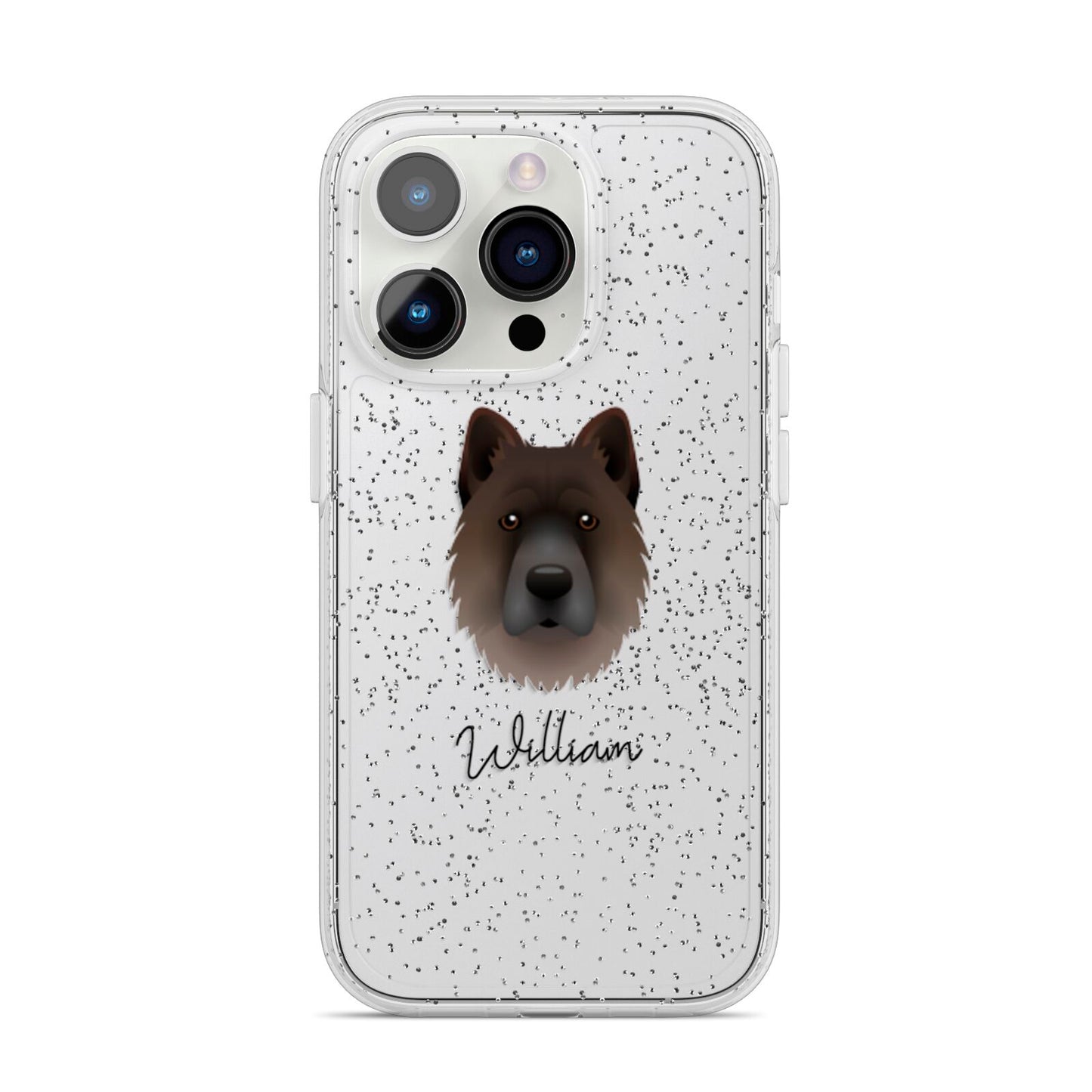 Chow Shepherd Personalised iPhone 14 Pro Glitter Tough Case Silver