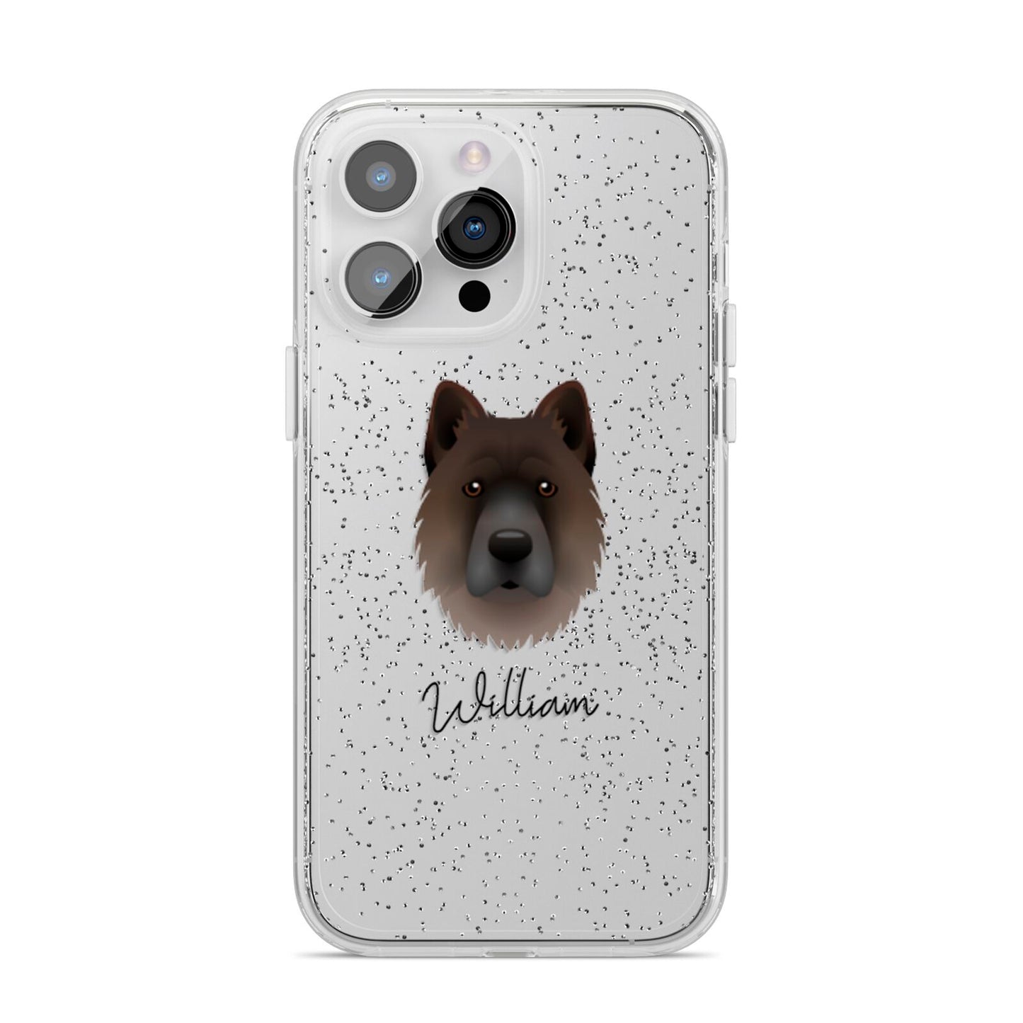 Chow Shepherd Personalised iPhone 14 Pro Max Glitter Tough Case Silver