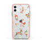Christmas Apple iPhone 11 in White with Pink Impact Case