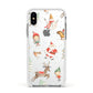 Christmas Apple iPhone Xs Impact Case White Edge on Silver Phone