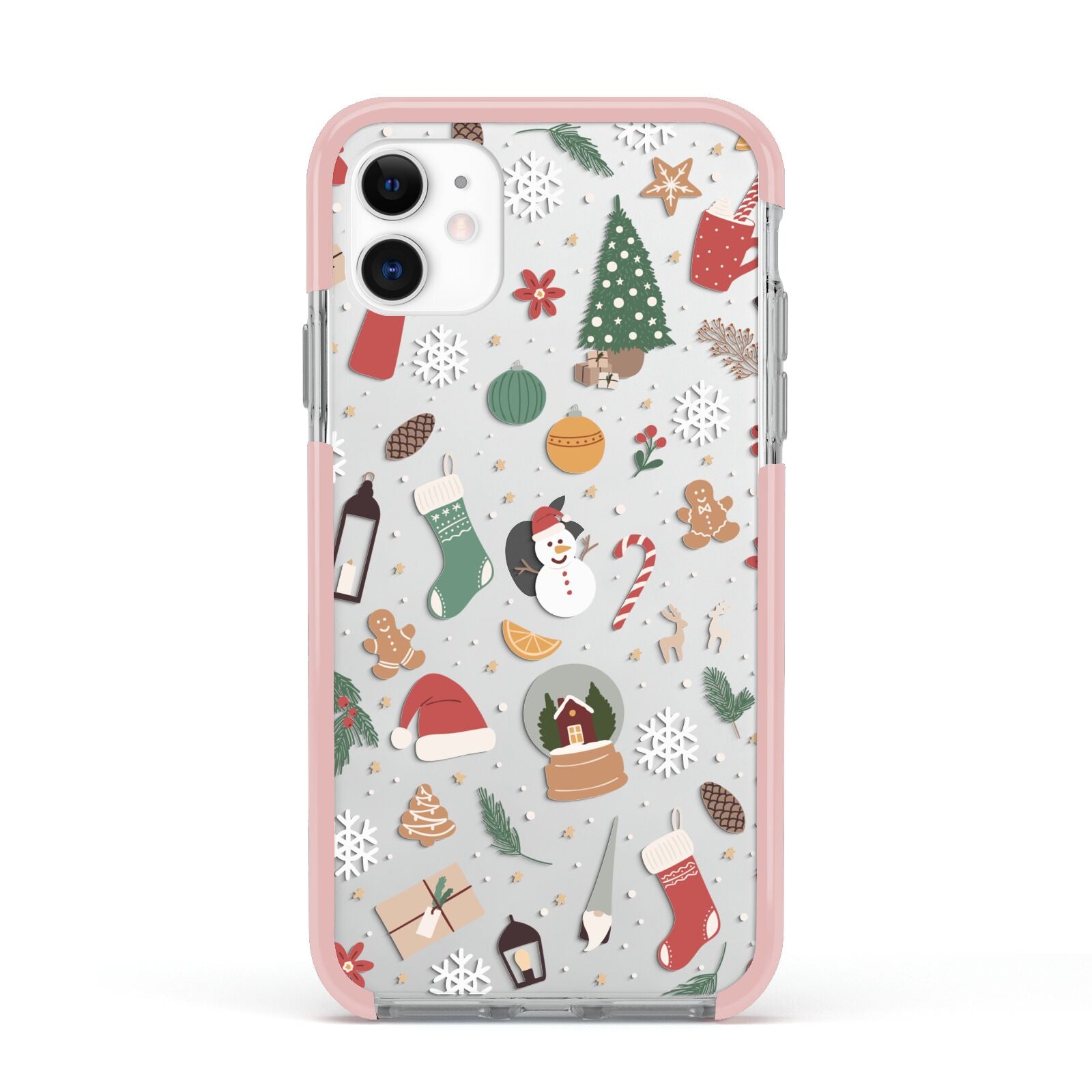 Christmas Assortments Apple iPhone 11 in White with Pink Impact Case