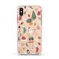 Christmas Assortments Apple iPhone Xs Impact Case Pink Edge on Gold Phone