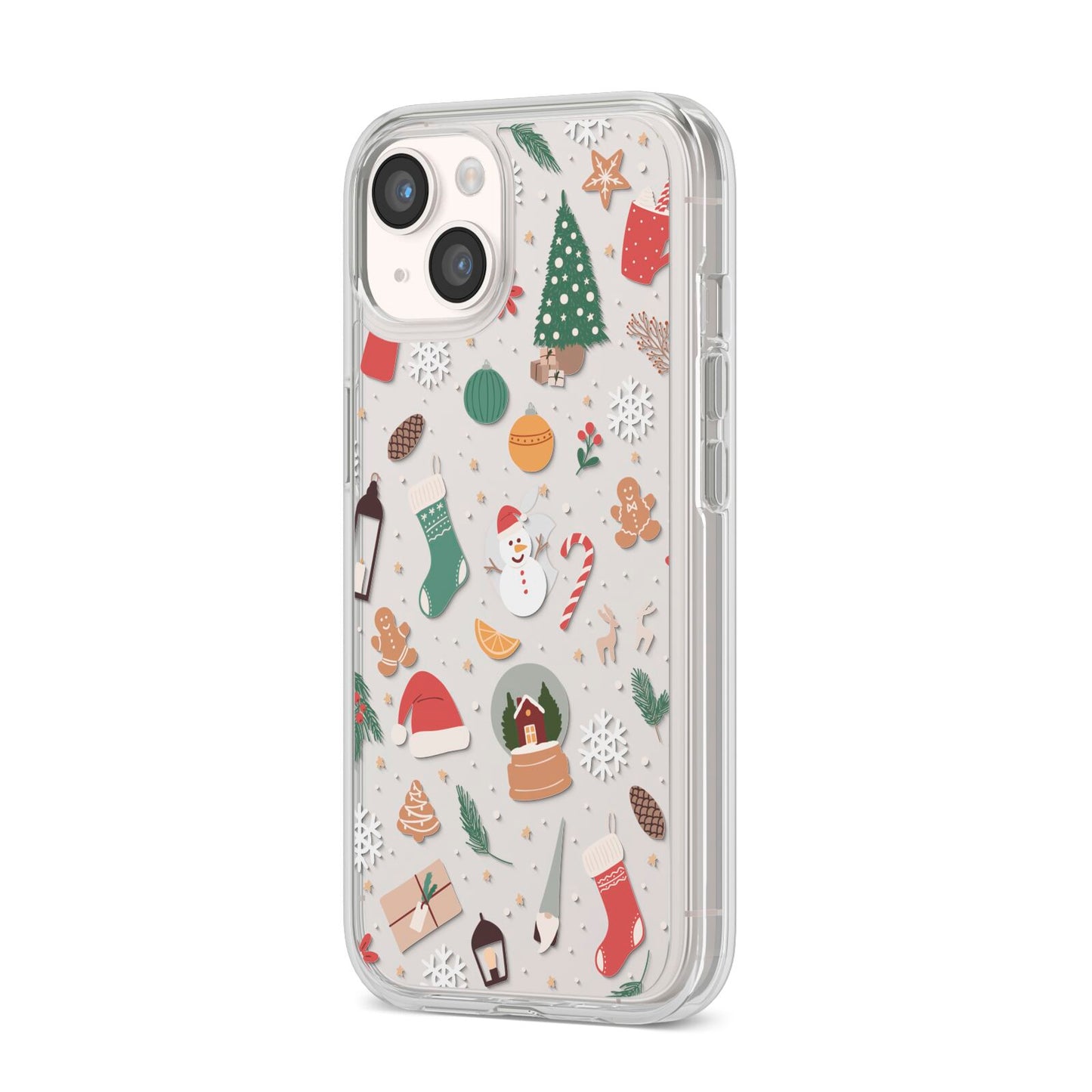 Christmas Assortments iPhone 14 Clear Tough Case Starlight Angled Image