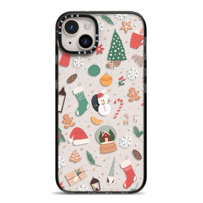 Christmas Assortments iPhone 14 Plus Black Impact Case on Silver phone