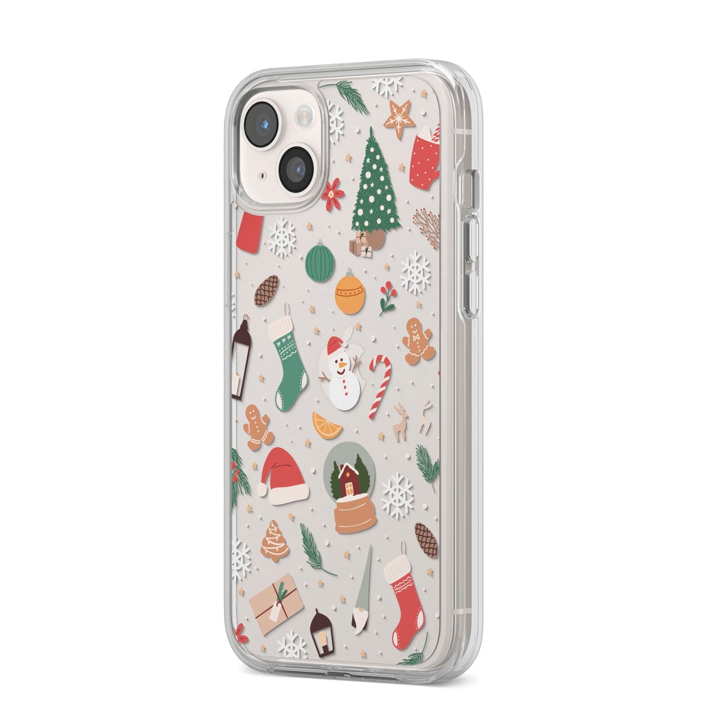 Christmas Assortments iPhone 14 Plus Clear Tough Case Starlight Angled Image