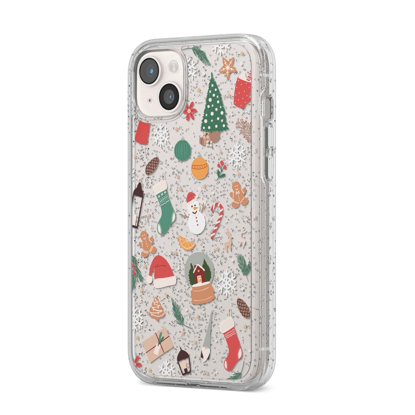 Christmas Assortments iPhone 14 Plus Glitter Tough Case Starlight Angled Image