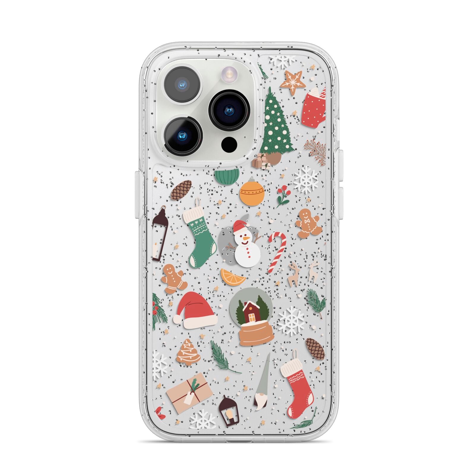Christmas Assortments iPhone 14 Pro Glitter Tough Case Silver