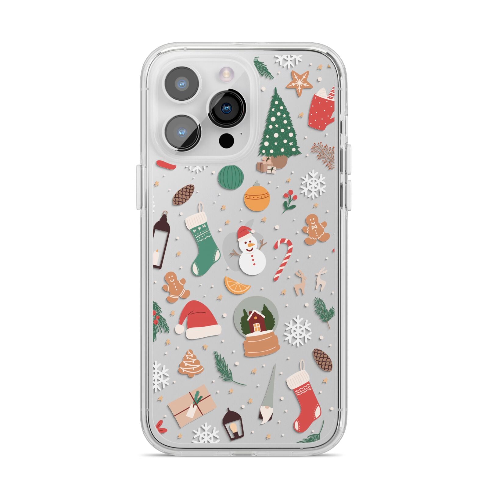 Christmas Assortments iPhone 14 Pro Max Clear Tough Case Silver
