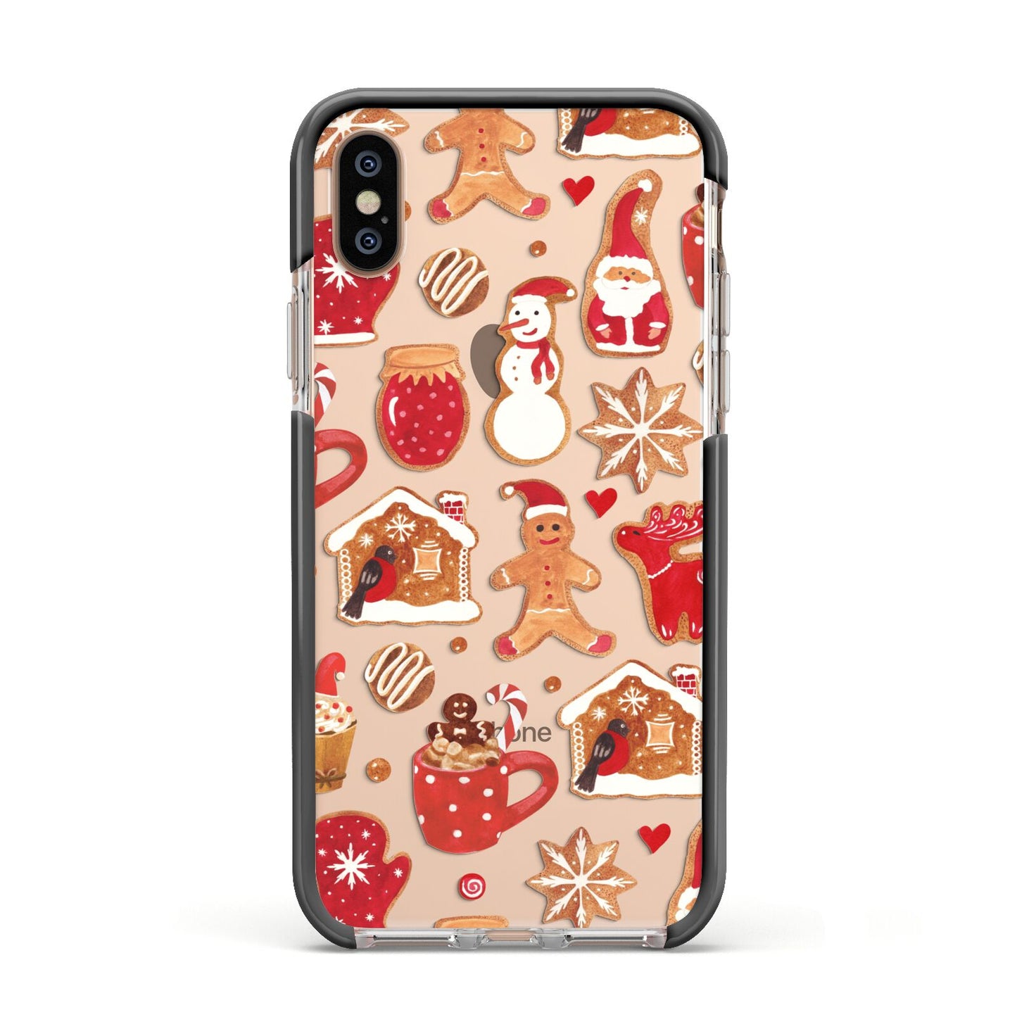 Christmas Baking Apple iPhone Xs Impact Case Black Edge on Gold Phone