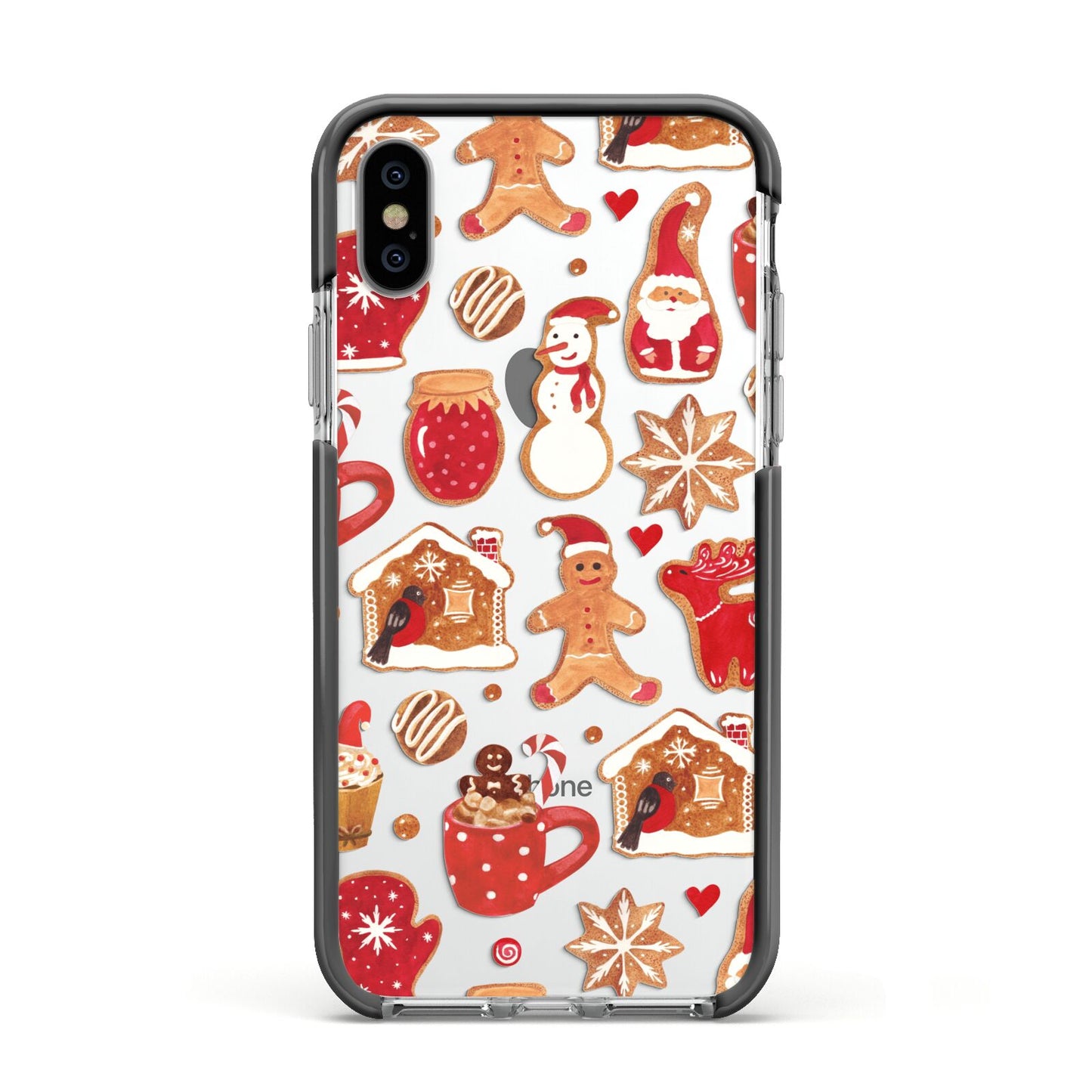 Christmas Baking Apple iPhone Xs Impact Case Black Edge on Silver Phone