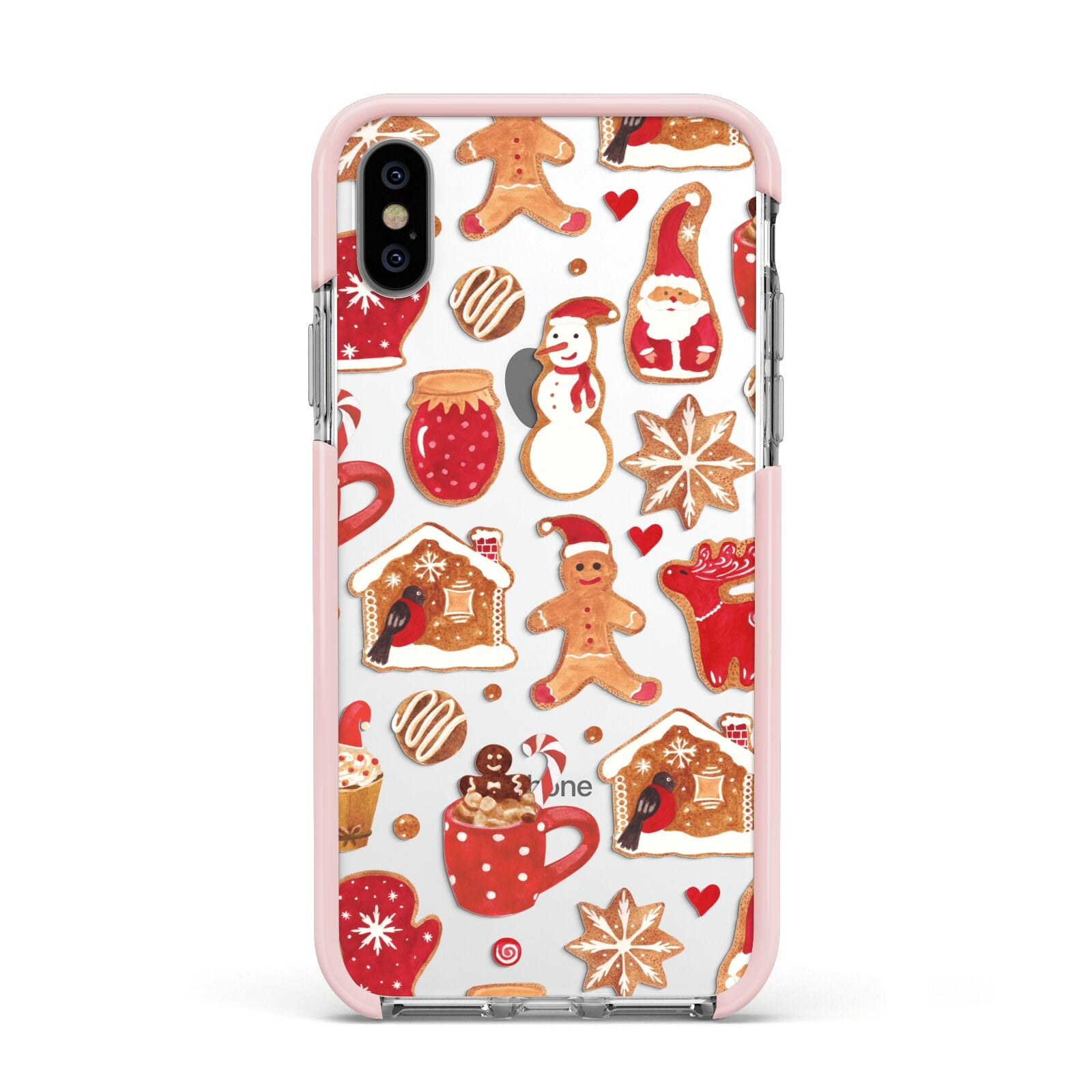 Christmas Baking Apple iPhone Xs Impact Case Pink Edge on Silver Phone