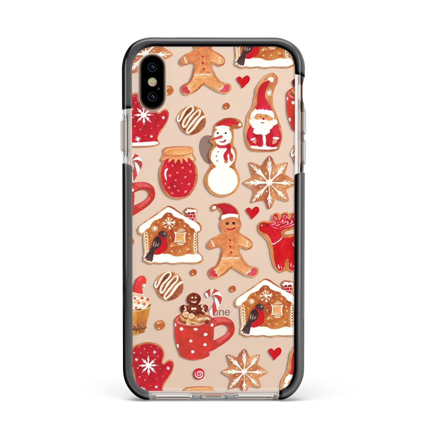 Christmas Baking Apple iPhone Xs Max Impact Case Black Edge on Gold Phone