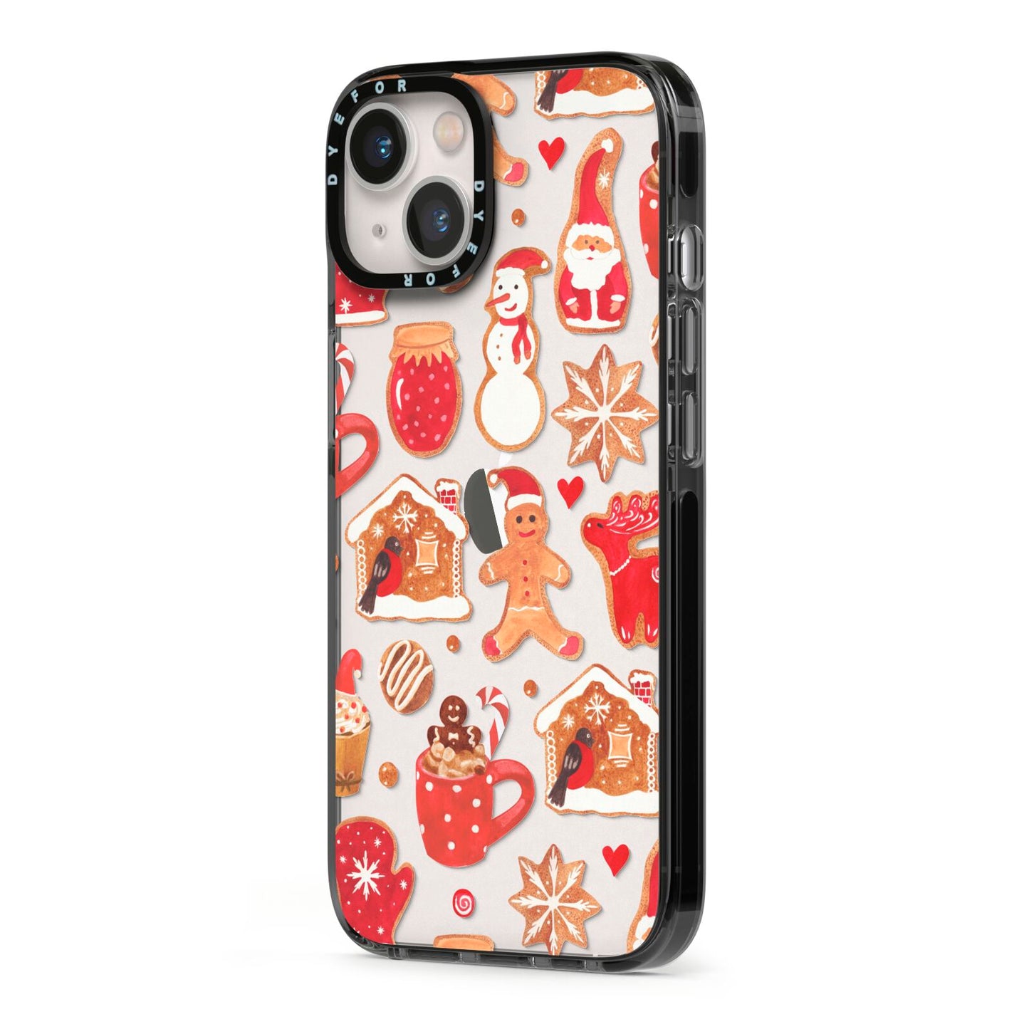 Christmas Baking iPhone 13 Black Impact Case Side Angle on Silver phone