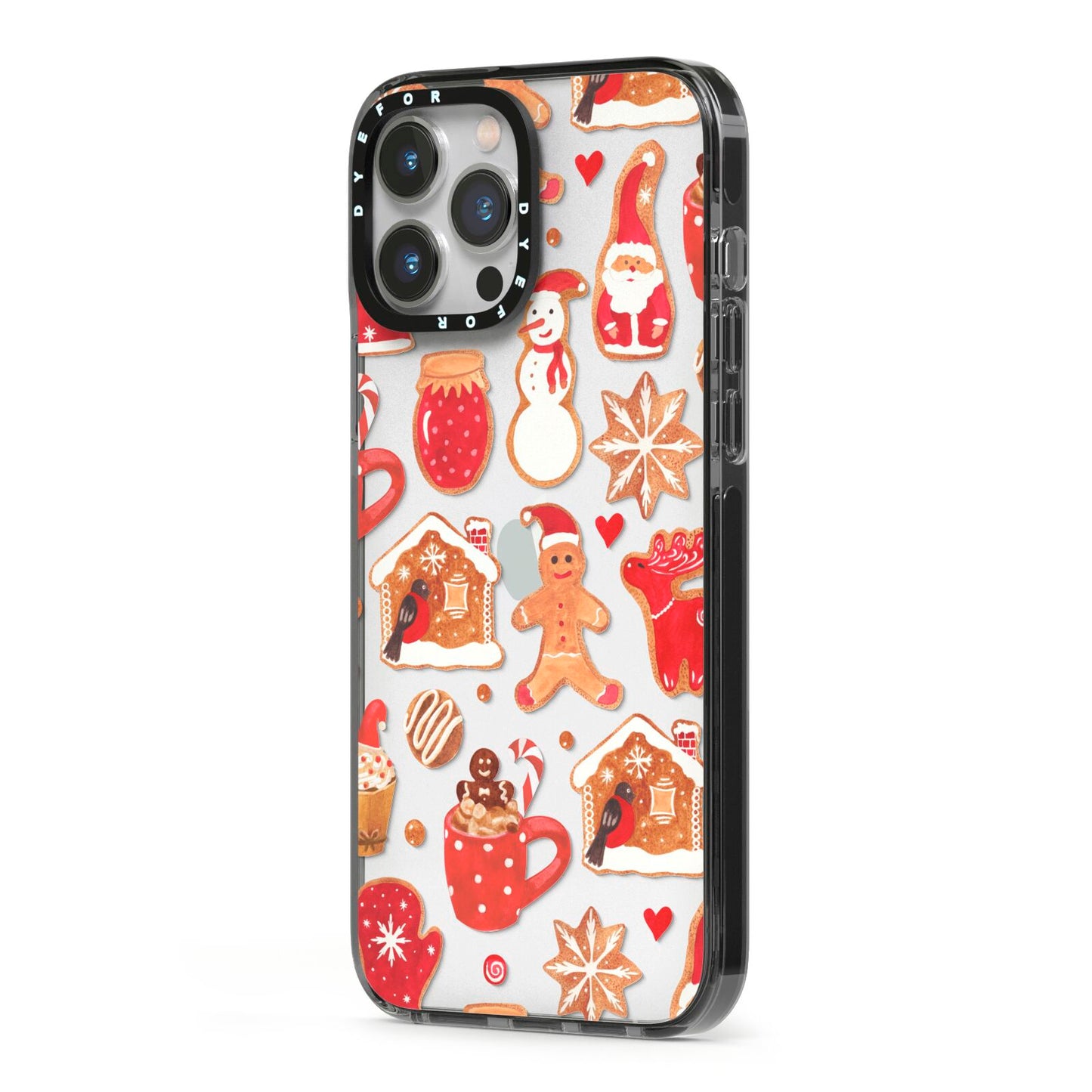 Christmas Baking iPhone 13 Pro Max Black Impact Case Side Angle on Silver phone