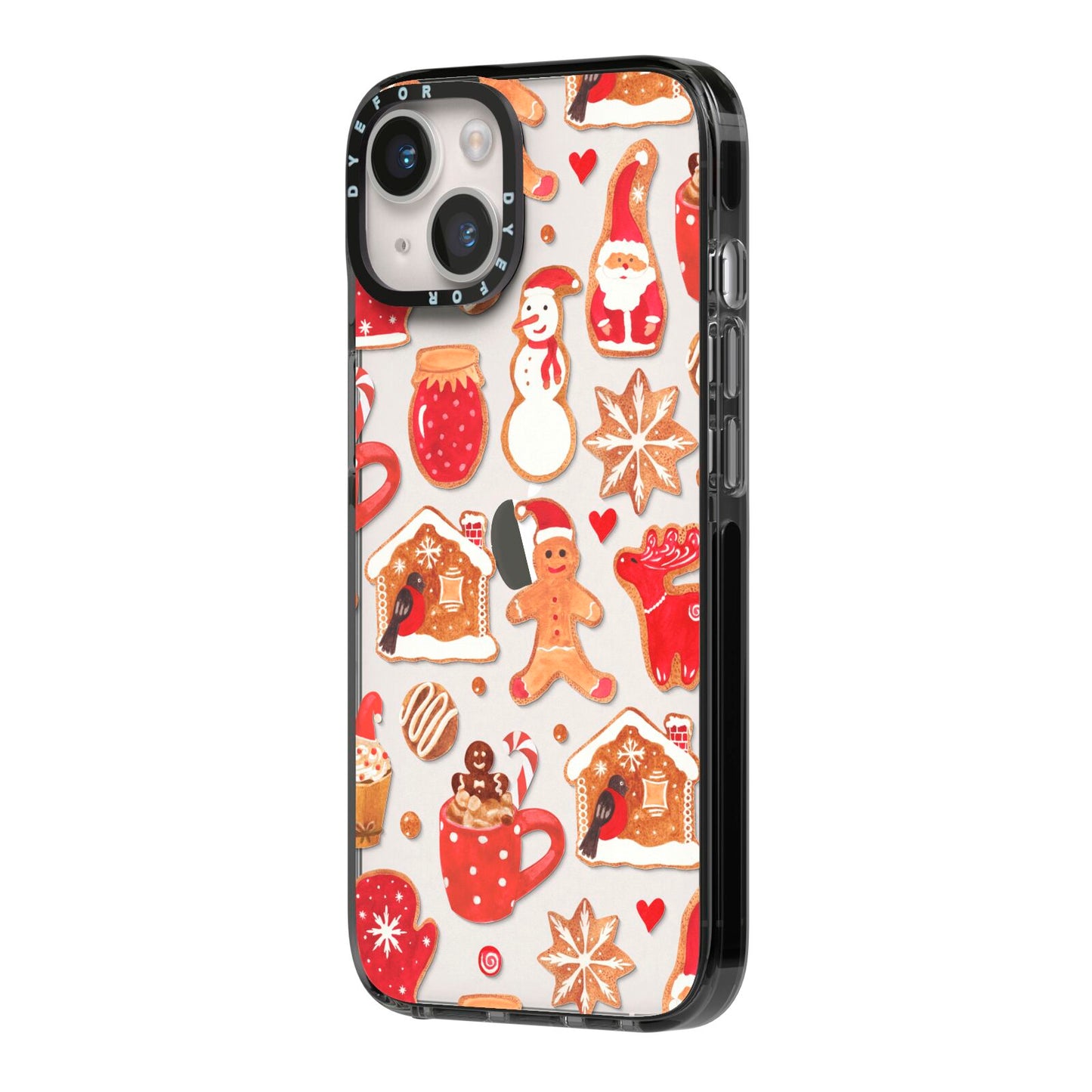 Christmas Baking iPhone 14 Black Impact Case Side Angle on Silver phone