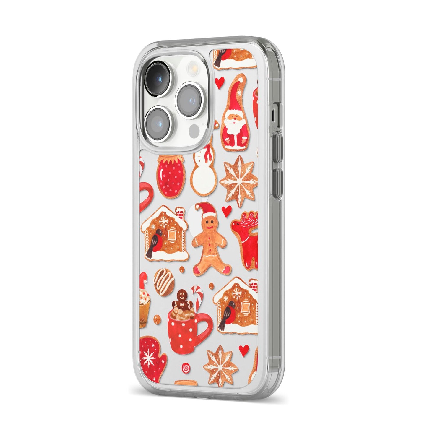 Christmas Baking iPhone 14 Pro Clear Tough Case Silver Angled Image
