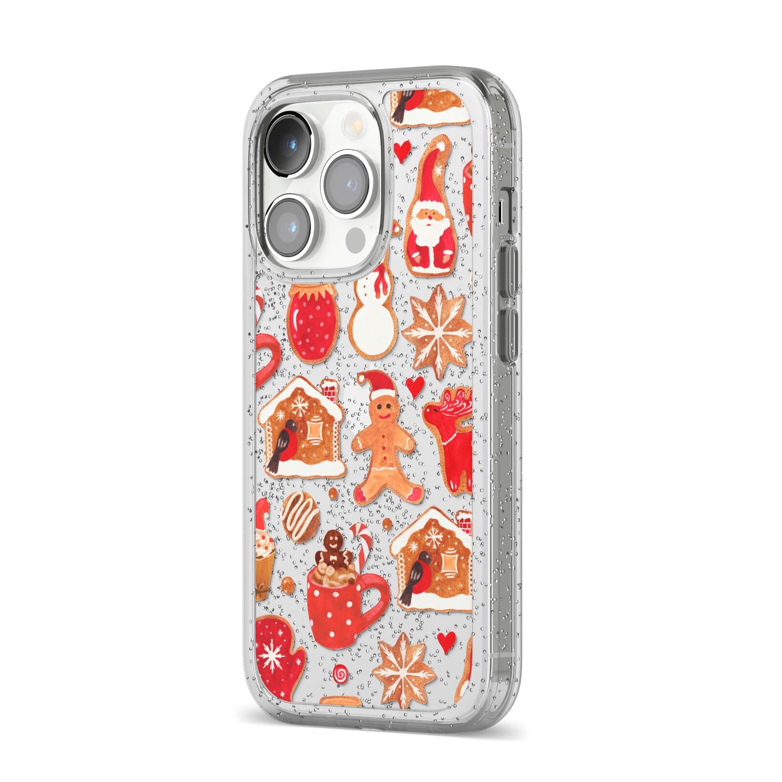 Christmas Baking iPhone 14 Pro Glitter Tough Case Silver Angled Image