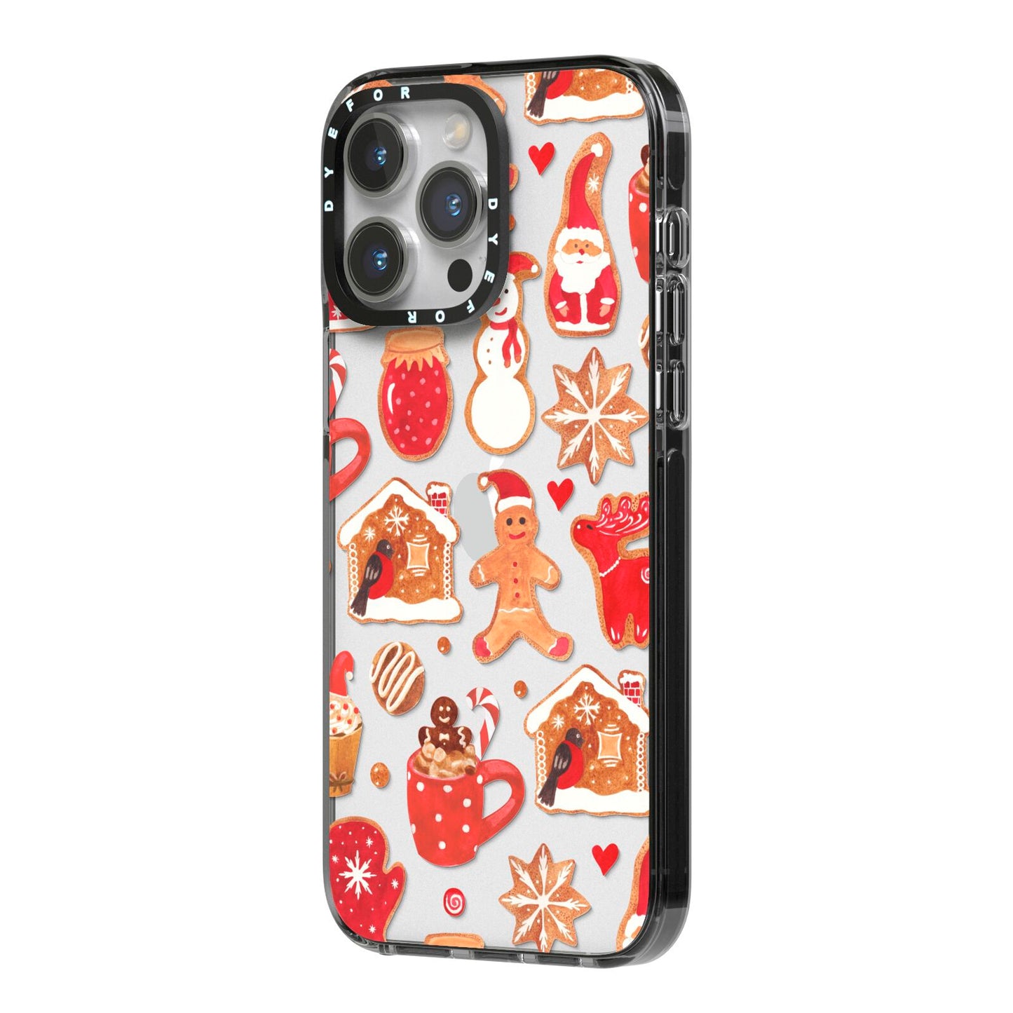 Christmas Baking iPhone 14 Pro Max Black Impact Case Side Angle on Silver phone