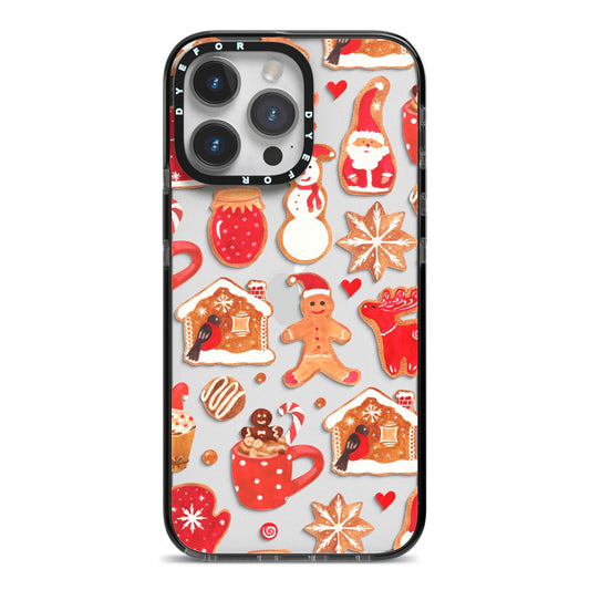 Christmas Baking iPhone 14 Pro Max Black Impact Case on Silver phone