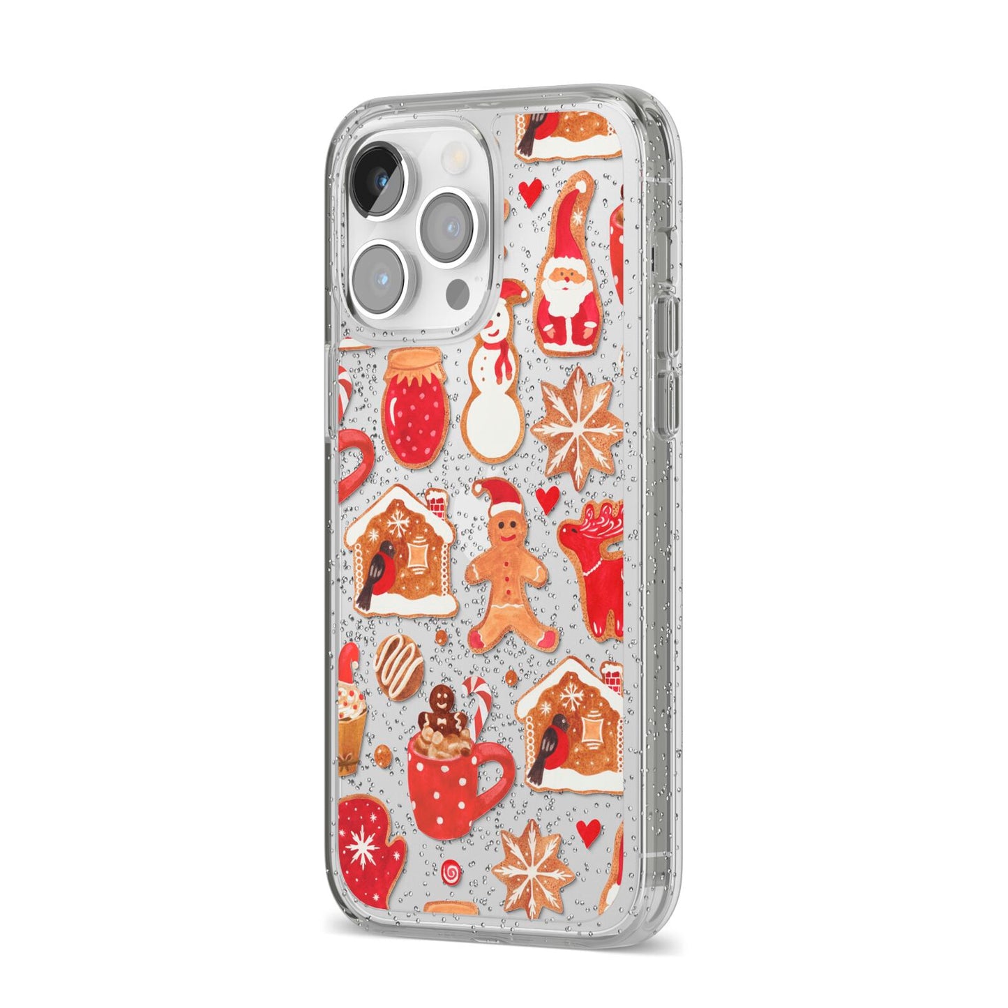 Christmas Baking iPhone 14 Pro Max Glitter Tough Case Silver Angled Image
