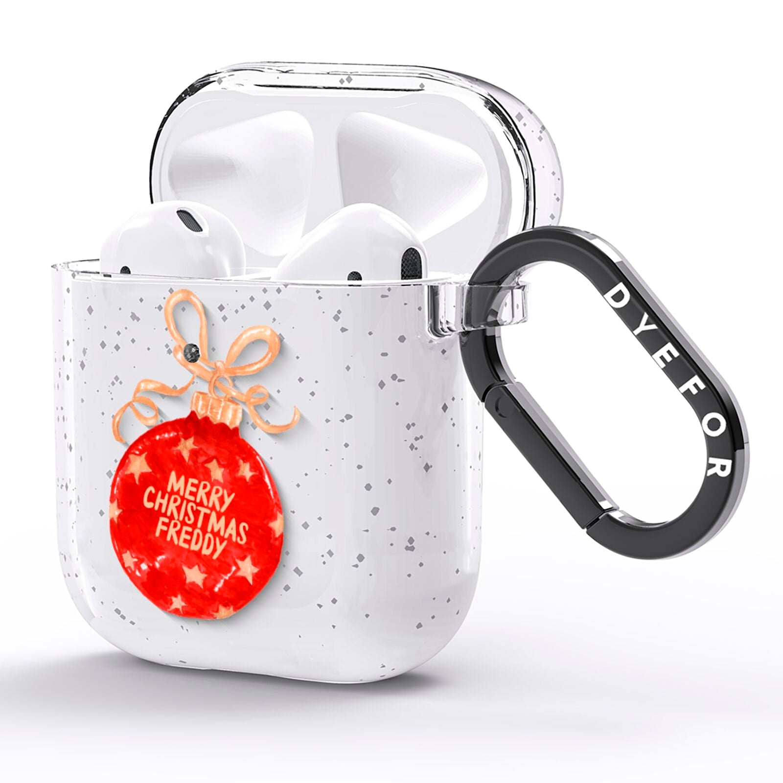 Christmas Bauble Personalised AirPods Glitter Case Side Image