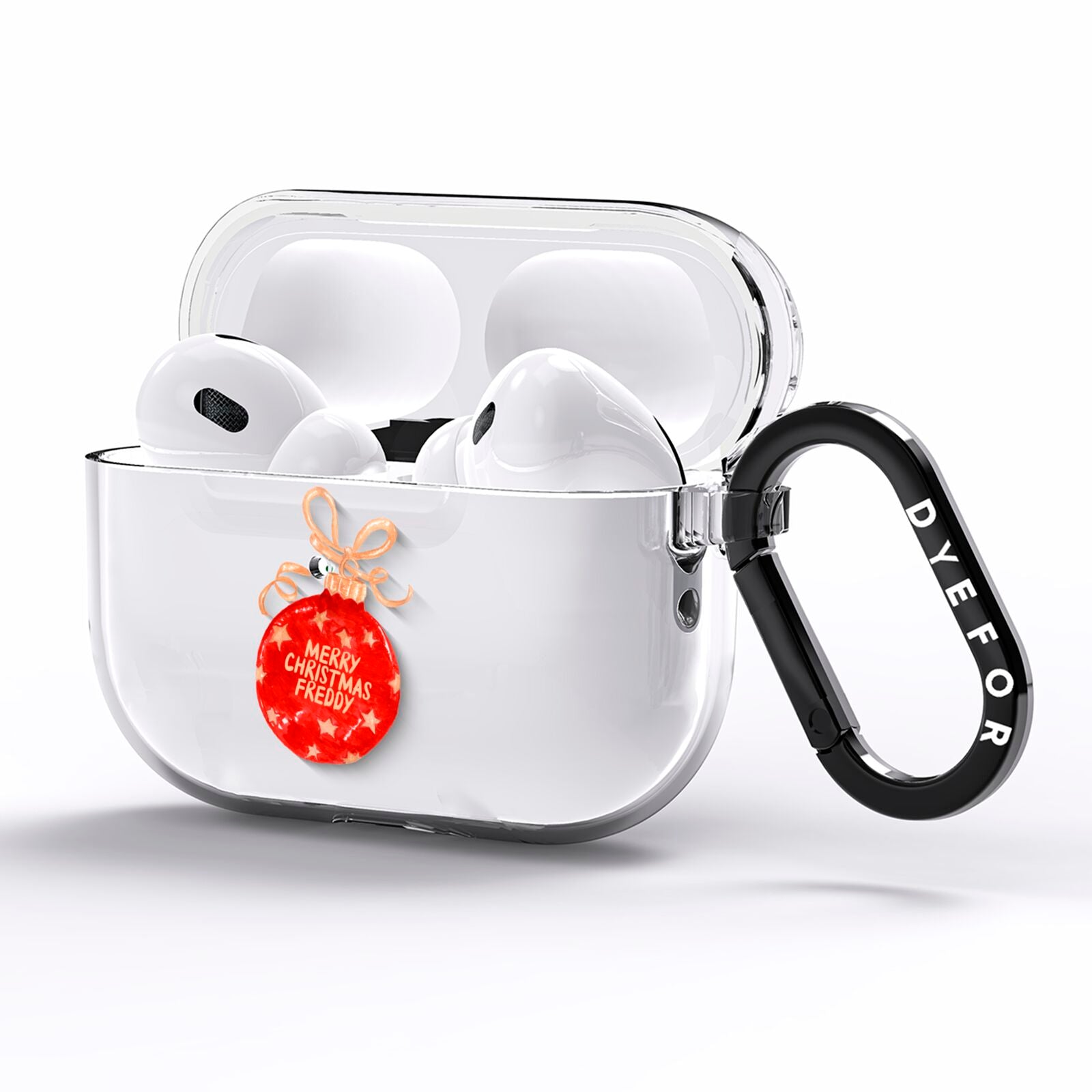 Christmas Bauble Personalised AirPods Pro Clear Case Side Image