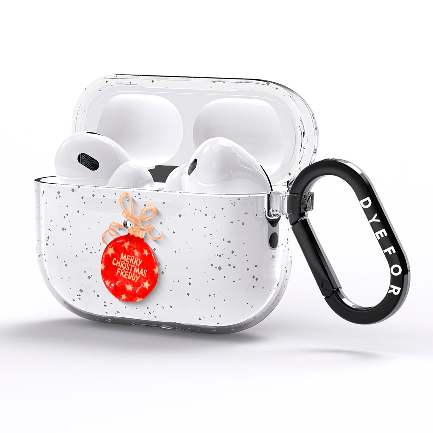 Christmas Bauble Personalised AirPods Pro Glitter Case Side Image